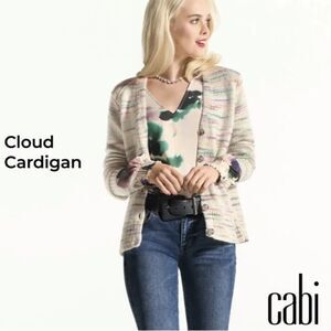 CAbi Cloud Cardigan Style 4277 Multicolor Cream Knit Button Down Sweater Size XS